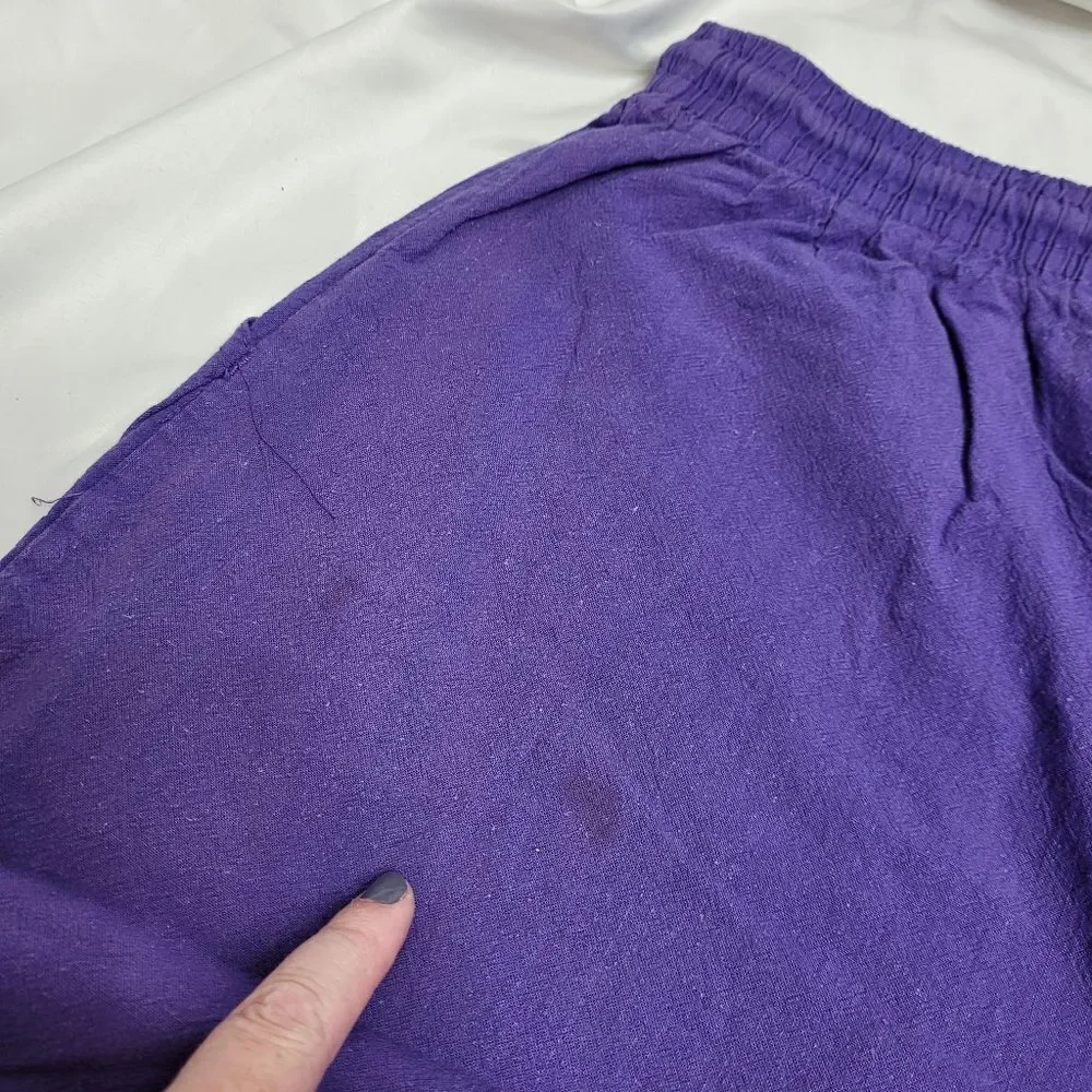 VINTAGE 90s purple baggy pull‎ on drawstring wide leg bermuda shorts M